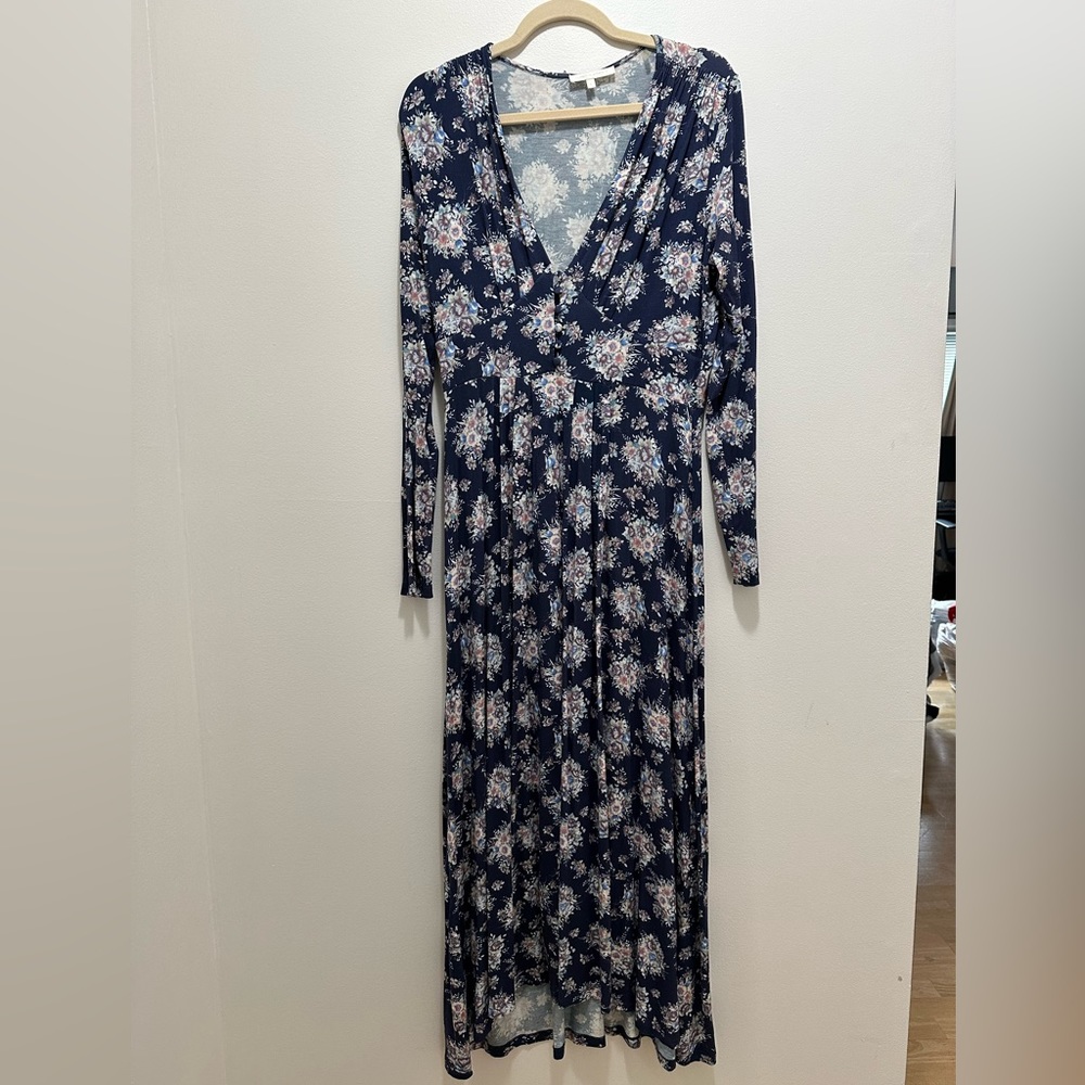 LoveShackFancy Min Floral Midi Dress in Marine Blue L EUC